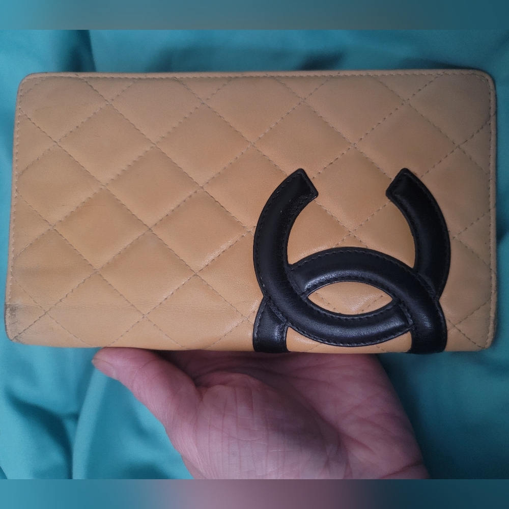 Chanel Cambon Beige Bifold Long Wallet Authentic